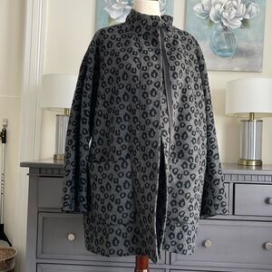 Old Navy 3/4 Length Coat Leopard Print